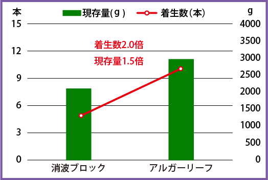 アルガーリーフと消波ブロック（平坦部）の比較（30㎝角）